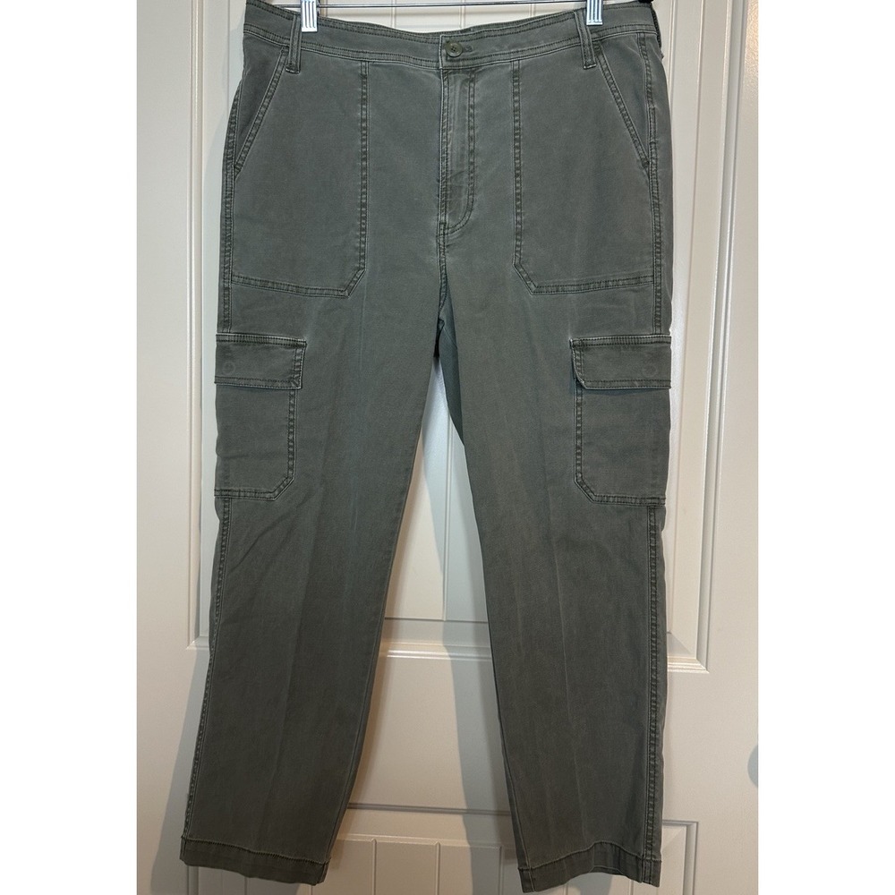 J. Crew Womens 31 Cargo Pants Green High Rise Cropped Utility Olive Stretch